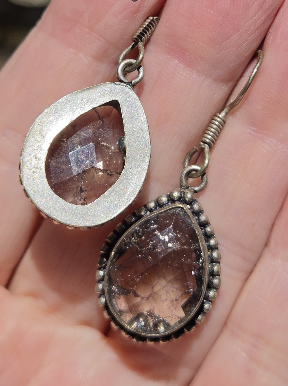 Smoley Quartz Large 18k Sterling Bohemian Earrings - Picture 10 of 10